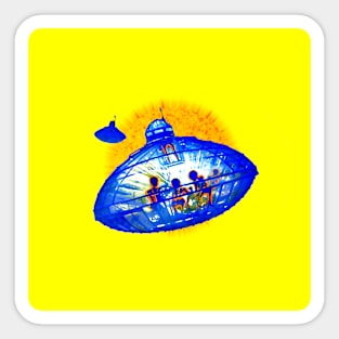 Aliens Attack (yellow background) Sticker